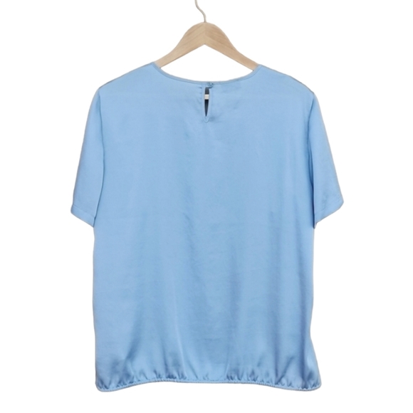 GERRY WEBER Front Pleat Blouse 44 L Suit Shell Top Bubble Hem Minimalist Boxy - Picture 8 of 15